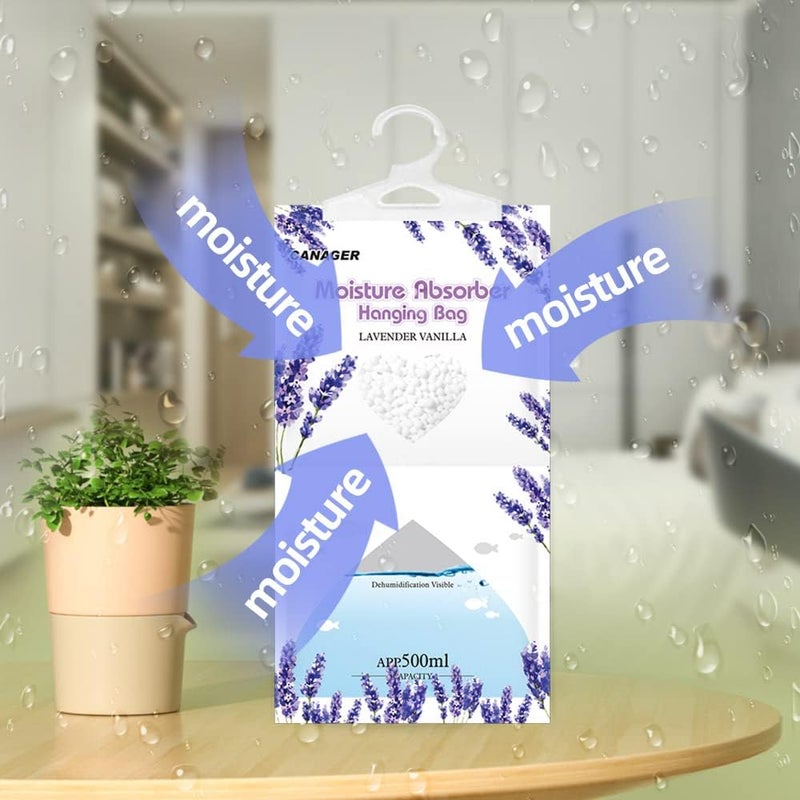 CANAGER Moisture Absorber -12 Pack,Lavender Vanilla Hanging Humidity Bag,Home,Car, and Closet Dehumidifiers and Deodorizers (12.5OZ) - Image 3